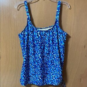 Blue Patterned Women's Swim Tankini Top